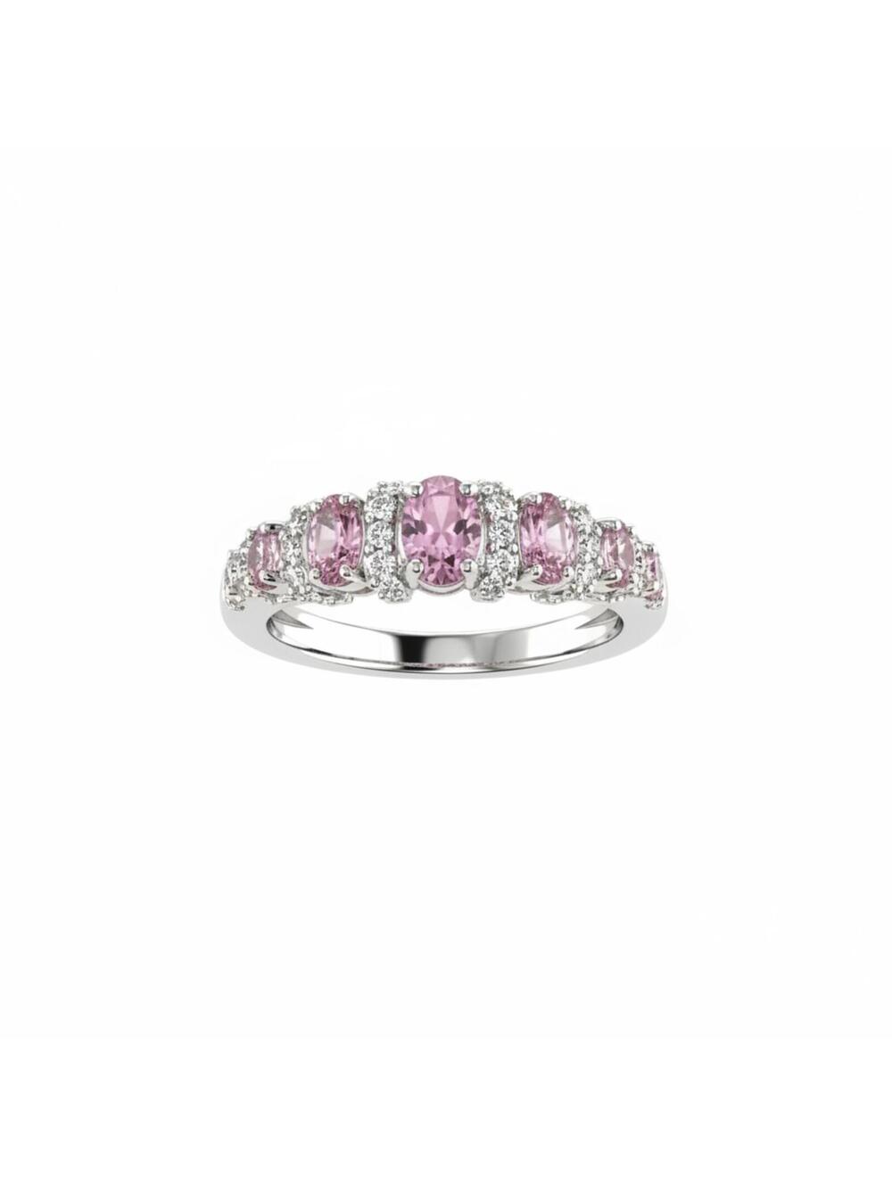 Bomb Party Sweet Escape Rhodium Plated Ring with Rose Quartz and Cubic Zirconia